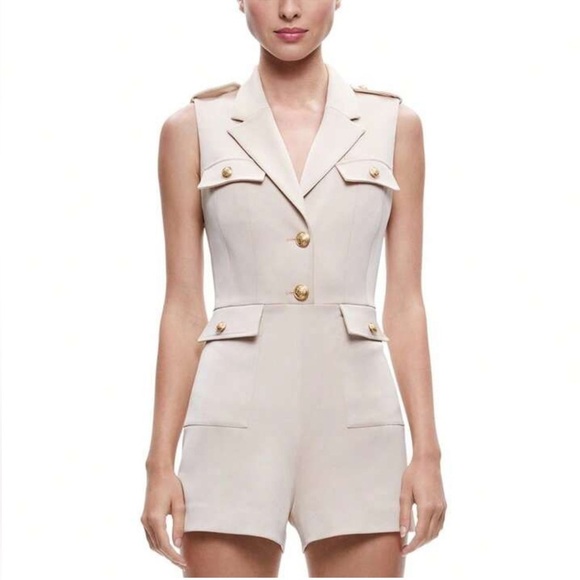 ALICE & OLIVIA Beige PHILLIS sleeveless romper size 4